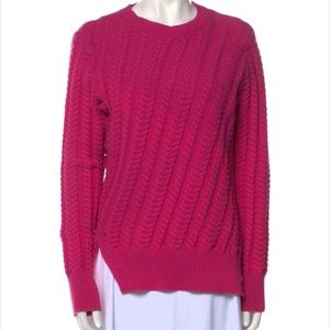 10 Crosby Derek Lam Pink Cable Knit Crew Neck Split Hem Sweater Size Small